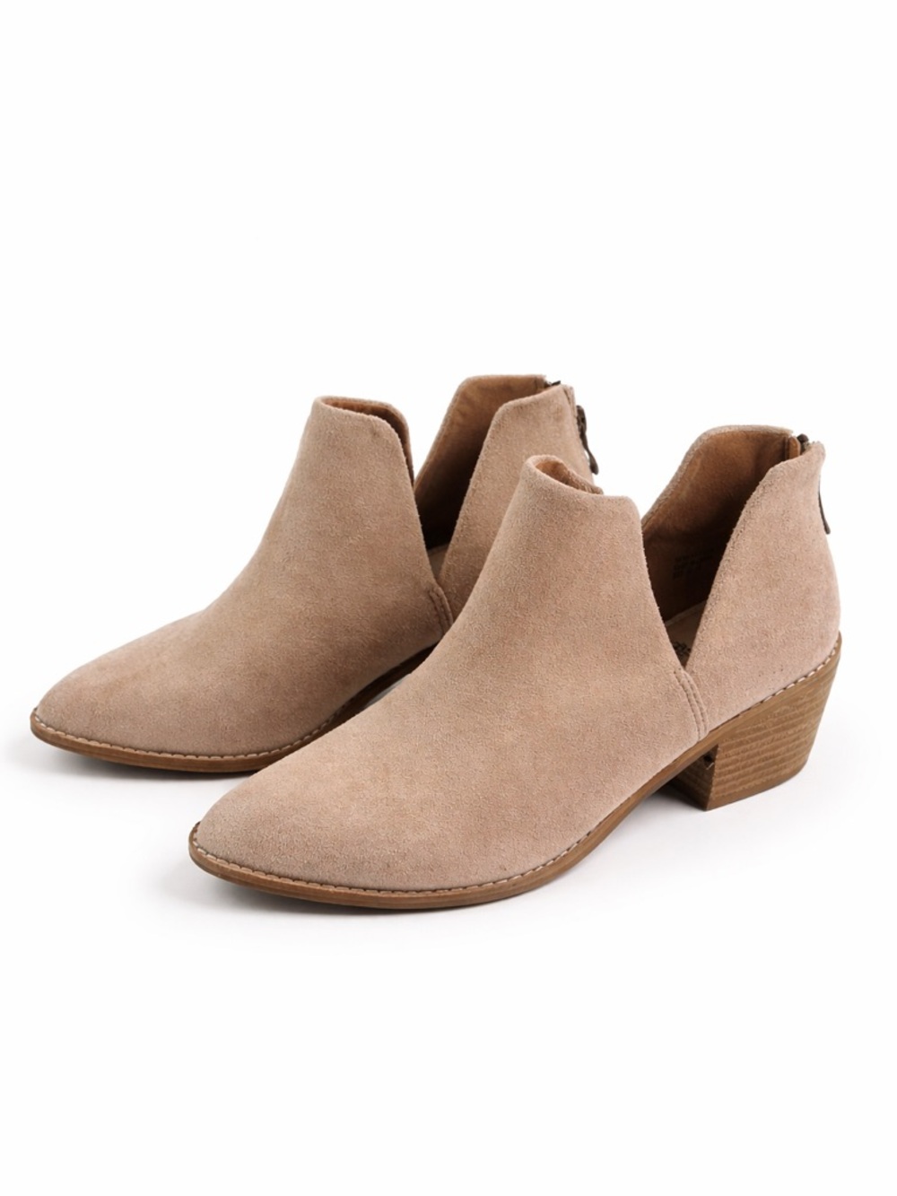 Beast Fashion Beige Suede Block Heel Ankle Boots Women’s Size 6.5